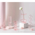 vase de fleurs en verre en cristal rose